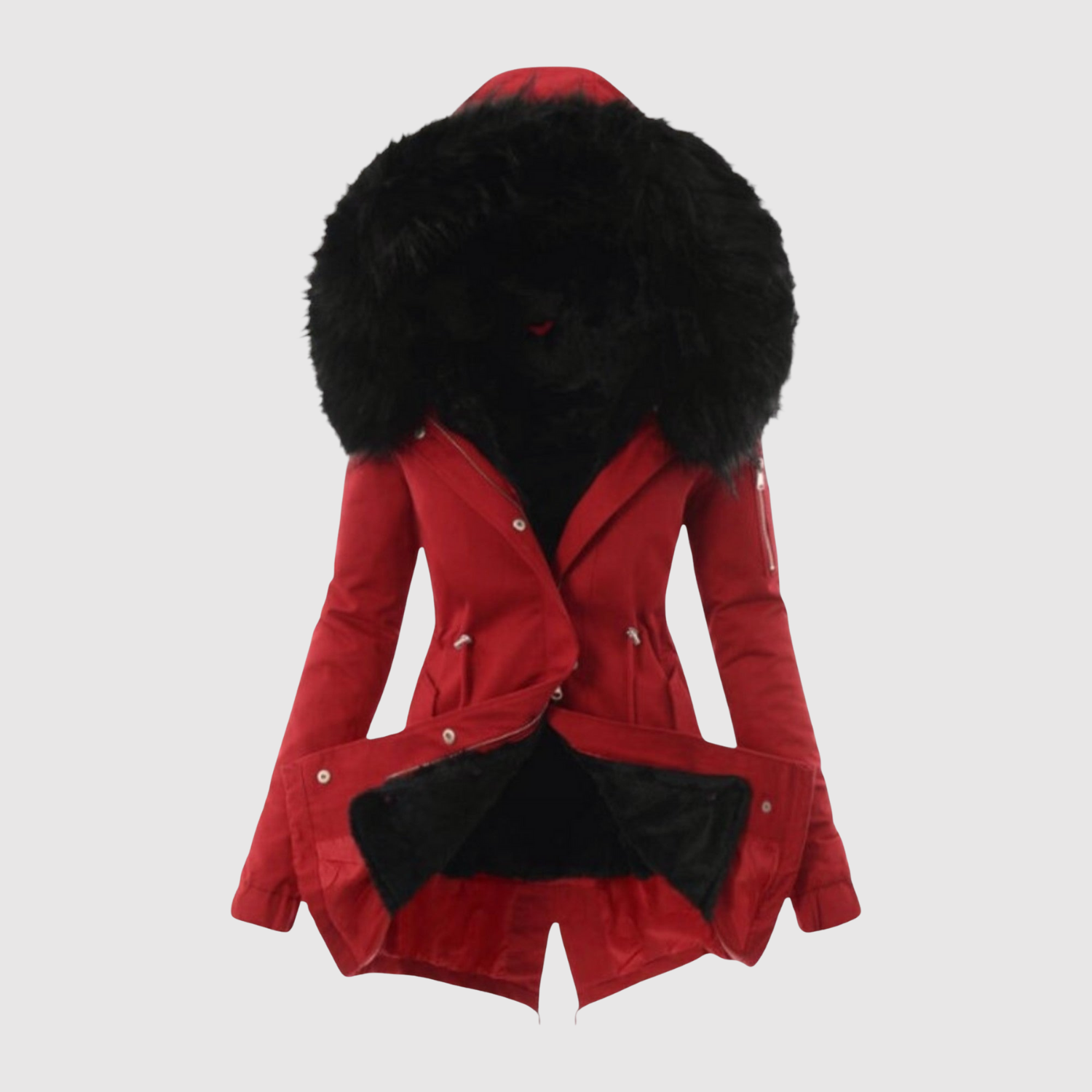 Jelena – Asymetryczna kurtka z sztucznej skóry z pasowymi szwami