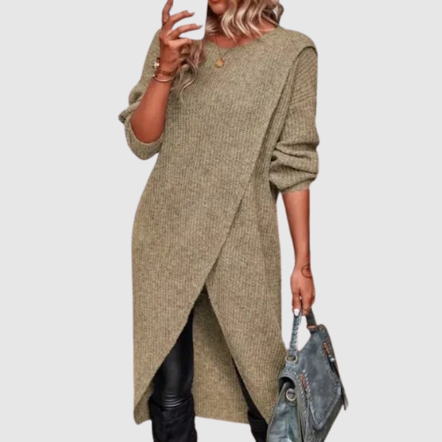 Nora – Elegancka asymetryczna tunika z długim rękawem