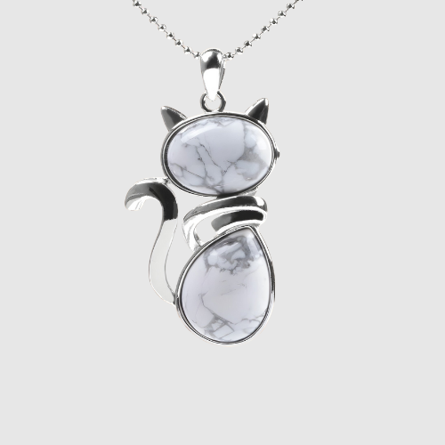 Amélie – Naszyjnik w kształcie kota z naturalnym kamieniem