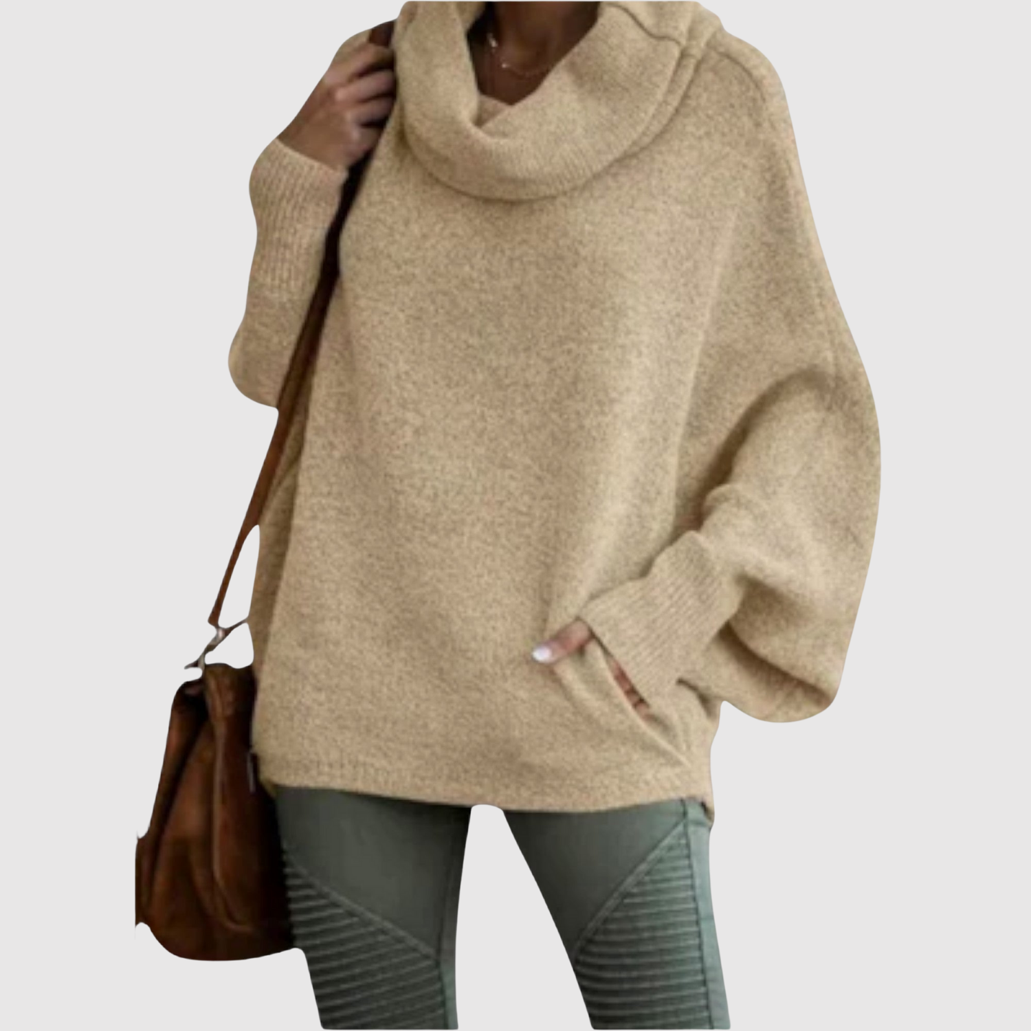 Nora – Hygge dzianina z luźnym kołnierzem