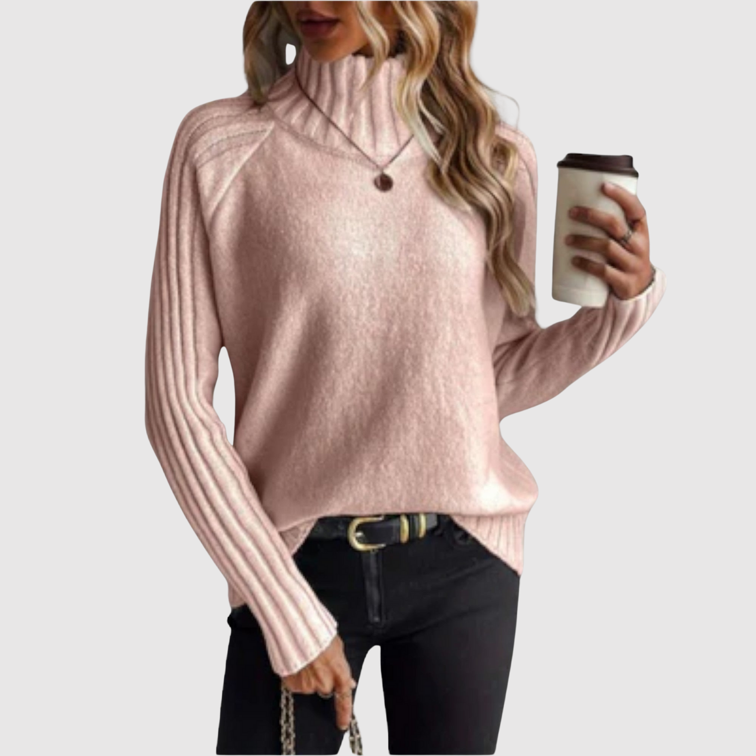 Nora – Klasyczny sweter z wysokim kołnierzem