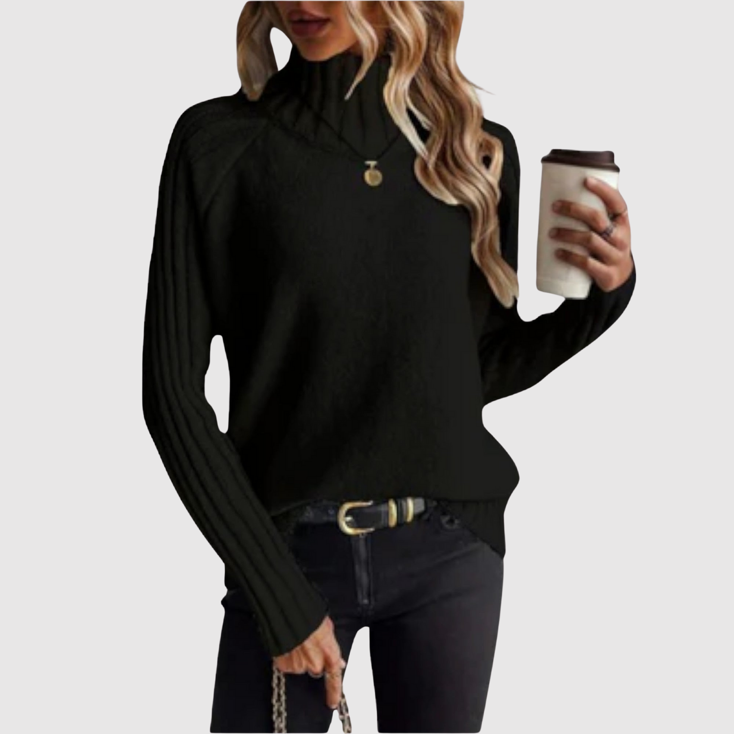 Nora – Klasyczny sweter z wysokim kołnierzem