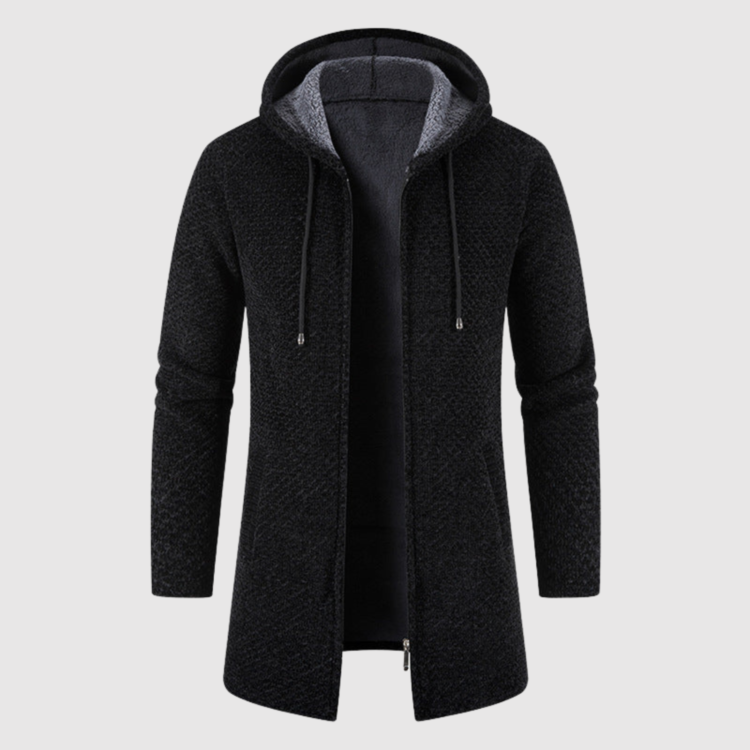 Marek - Długi sweter z dzianiny z kapturem