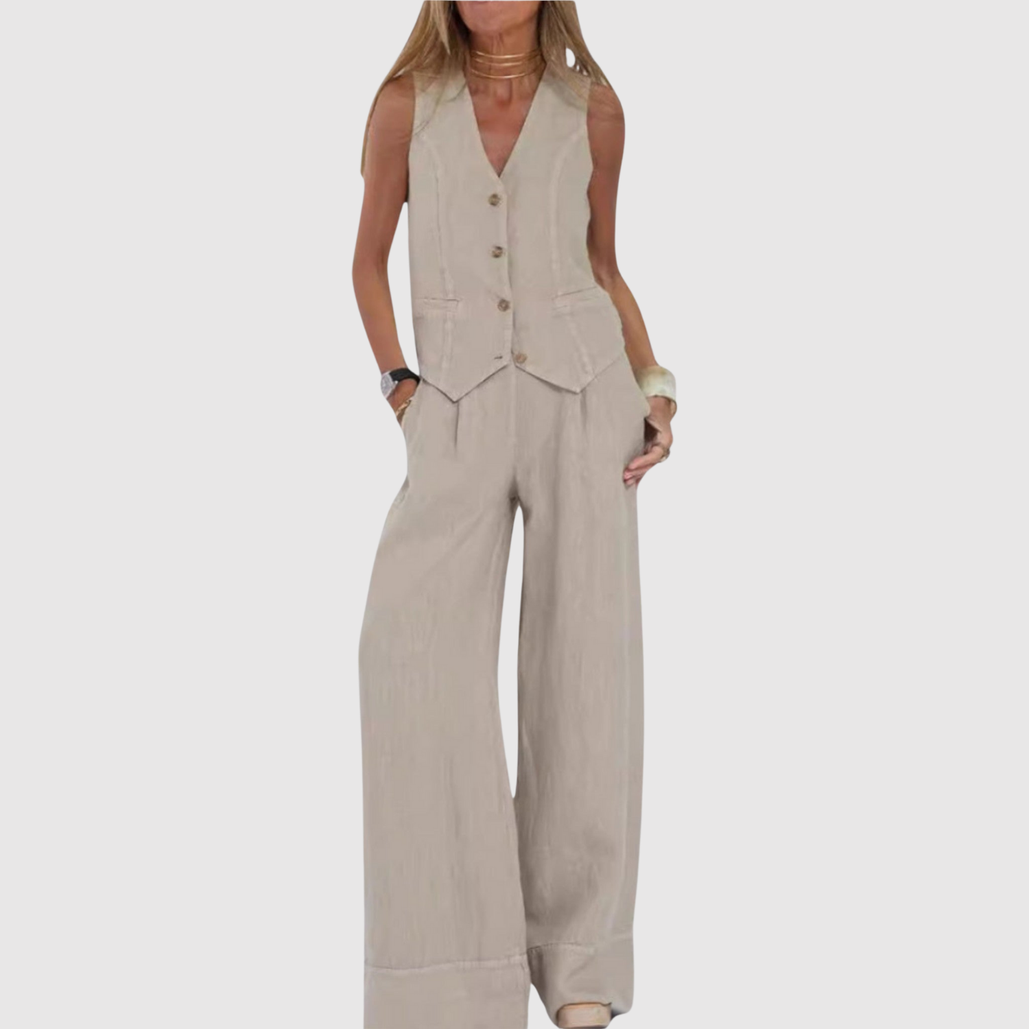 Natálie – Komplet bezramienny z lekkiego materiału