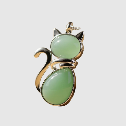 Amélie – Naszyjnik w kształcie kota z naturalnym kamieniem