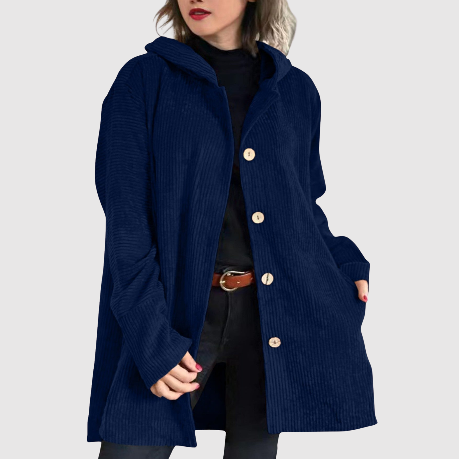 Jelena – Długi płaszcz z welurowym wzorem