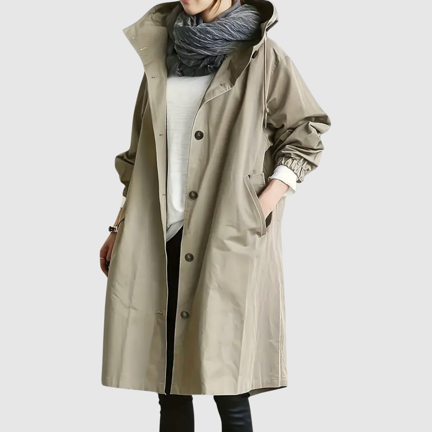 Jelena – Długa lekka kurtka z kapturem