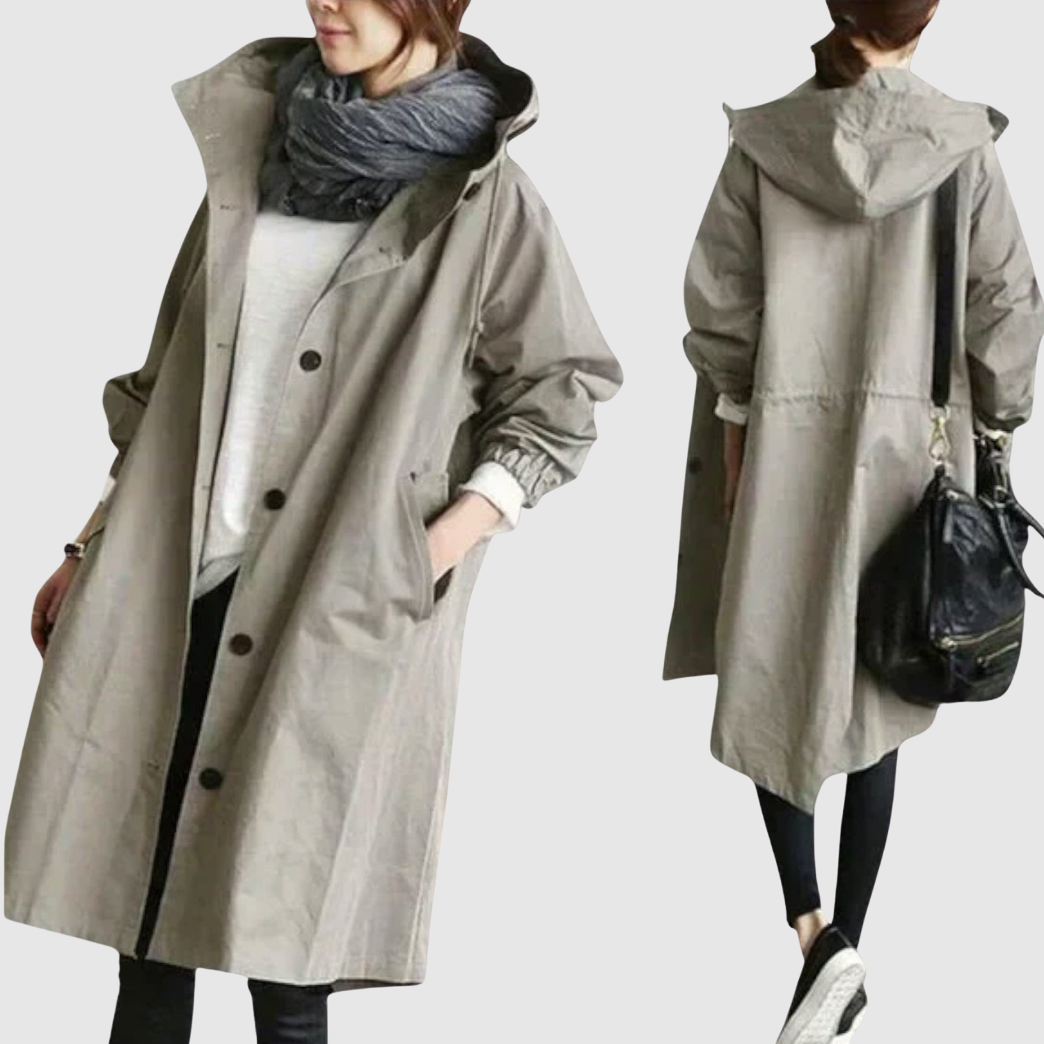 Jelena – Długa lekka kurtka z kapturem