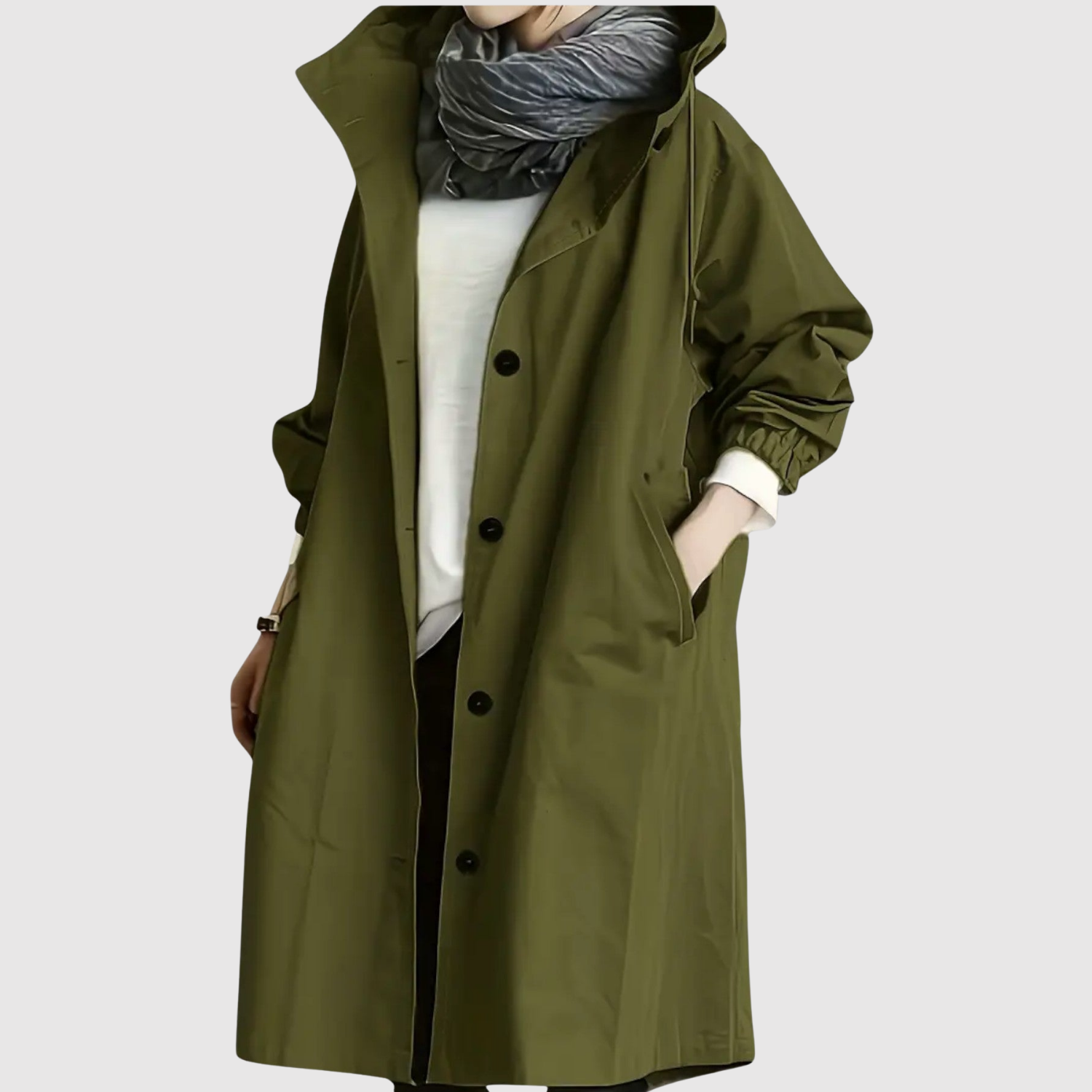 Jelena – Długa lekka kurtka z kapturem