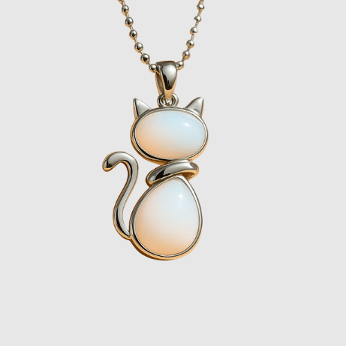 Amélie – Naszyjnik w kształcie kota z naturalnym kamieniem
