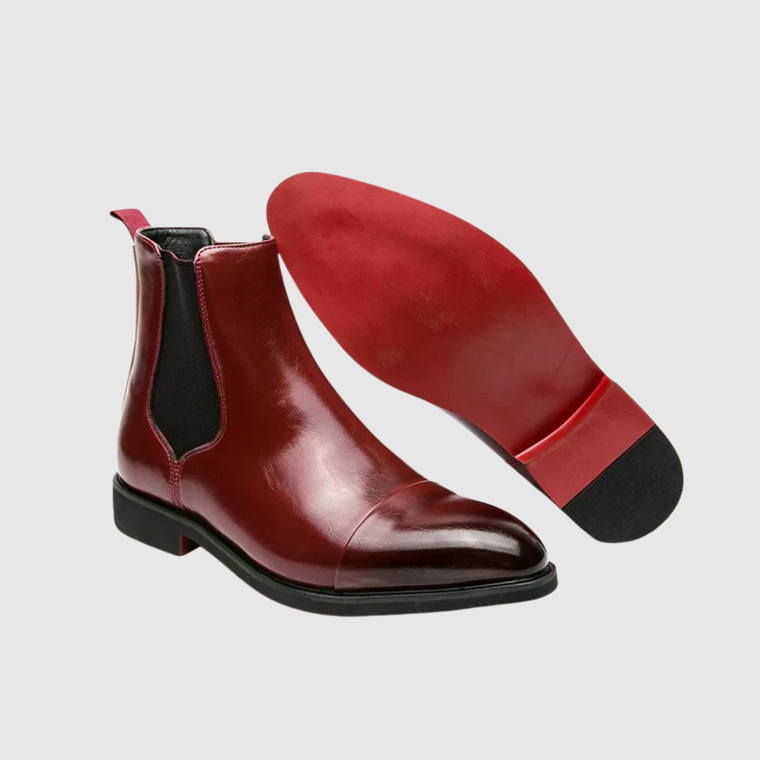 Oskar – skórzane buty Chelsea z czerwoną podeszwą