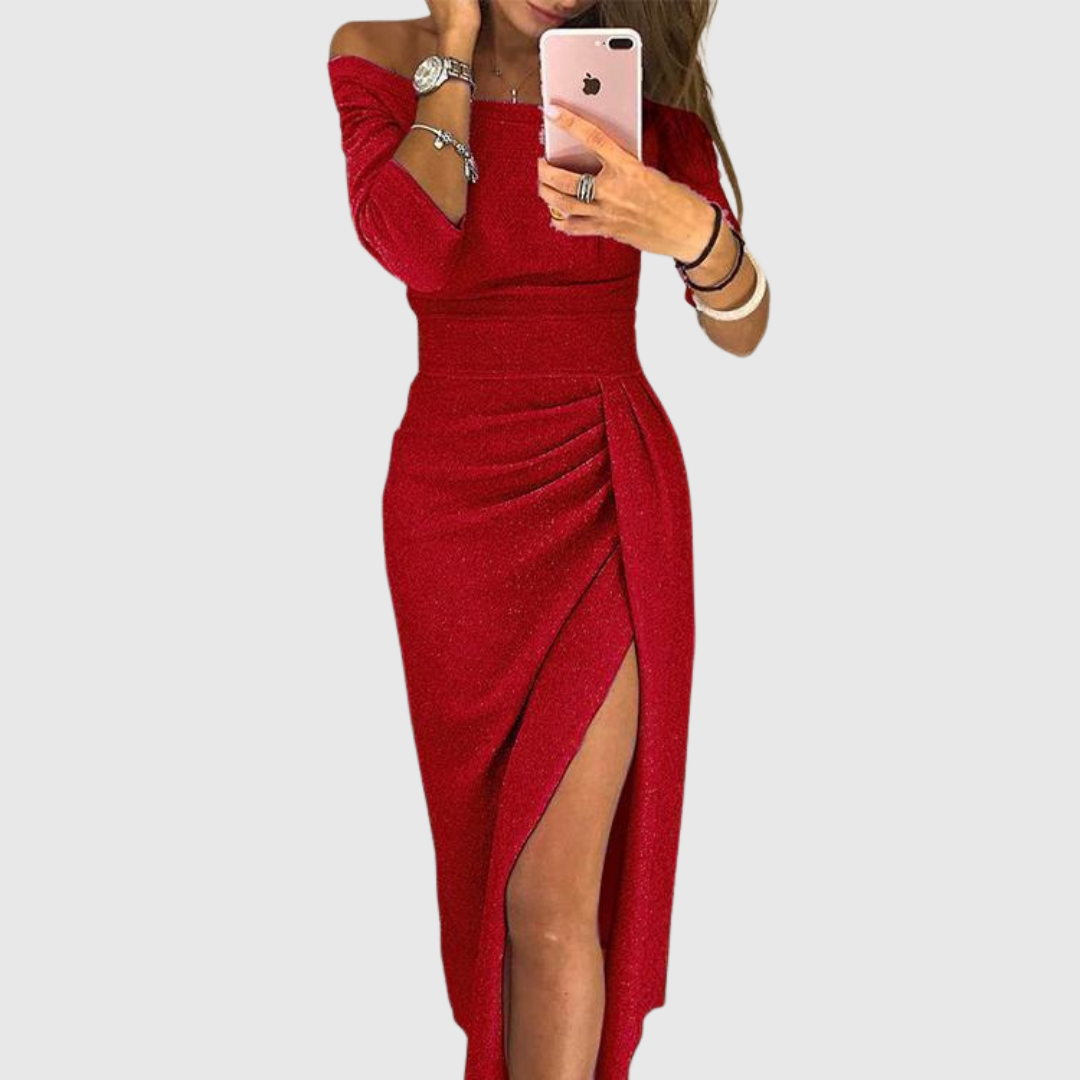 Eliška - Elegancka sukienka z wysokim rozcięciem