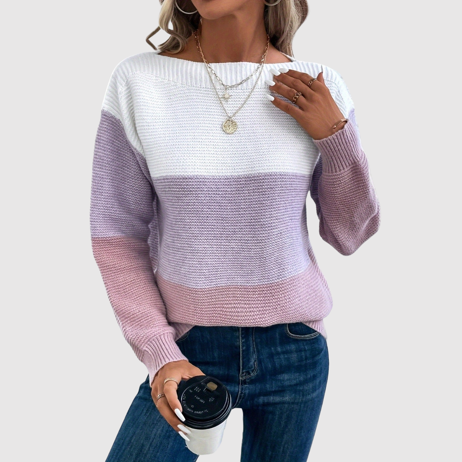 Nora – Sweter z kolorowymi blokami