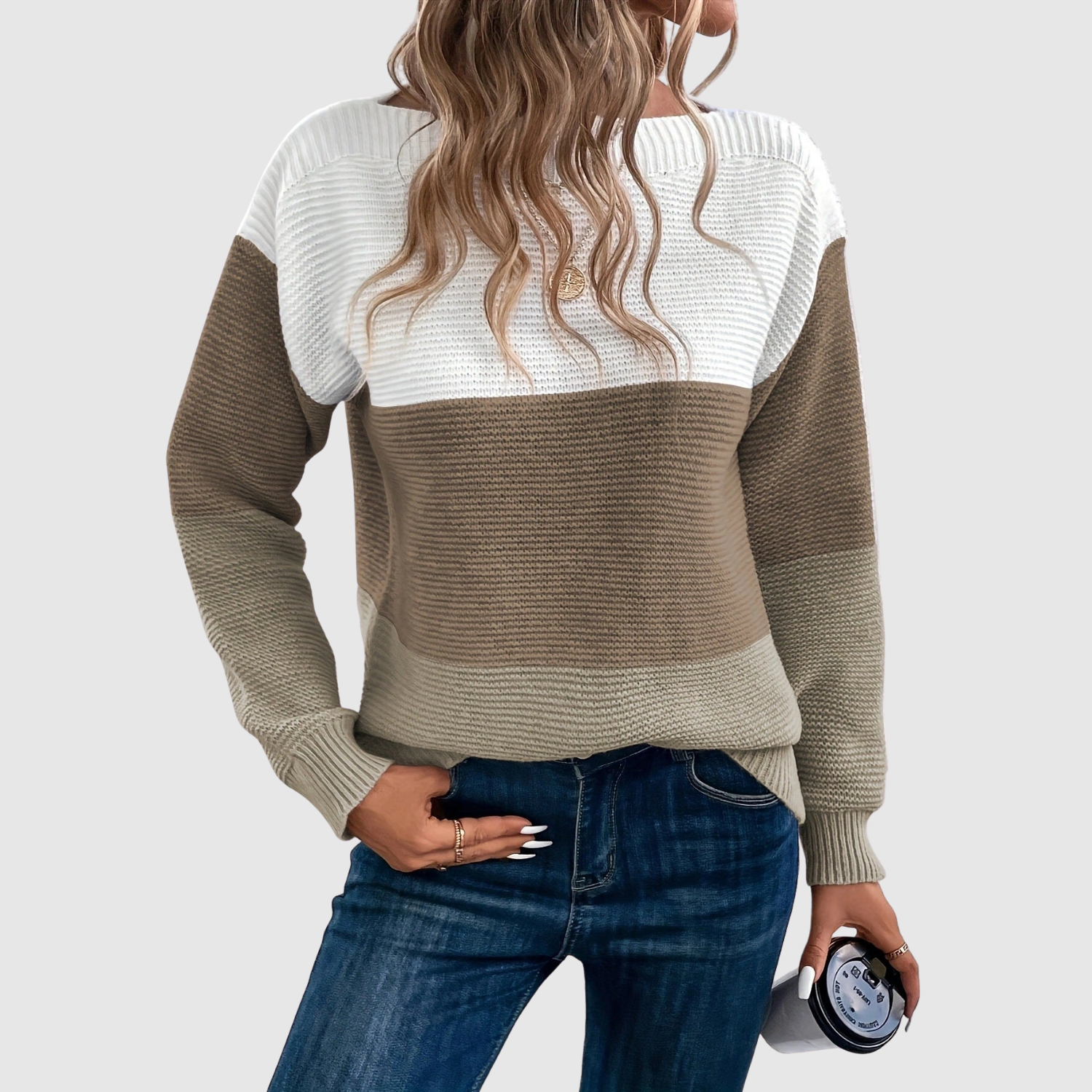 Nora – Sweter z kolorowymi blokami