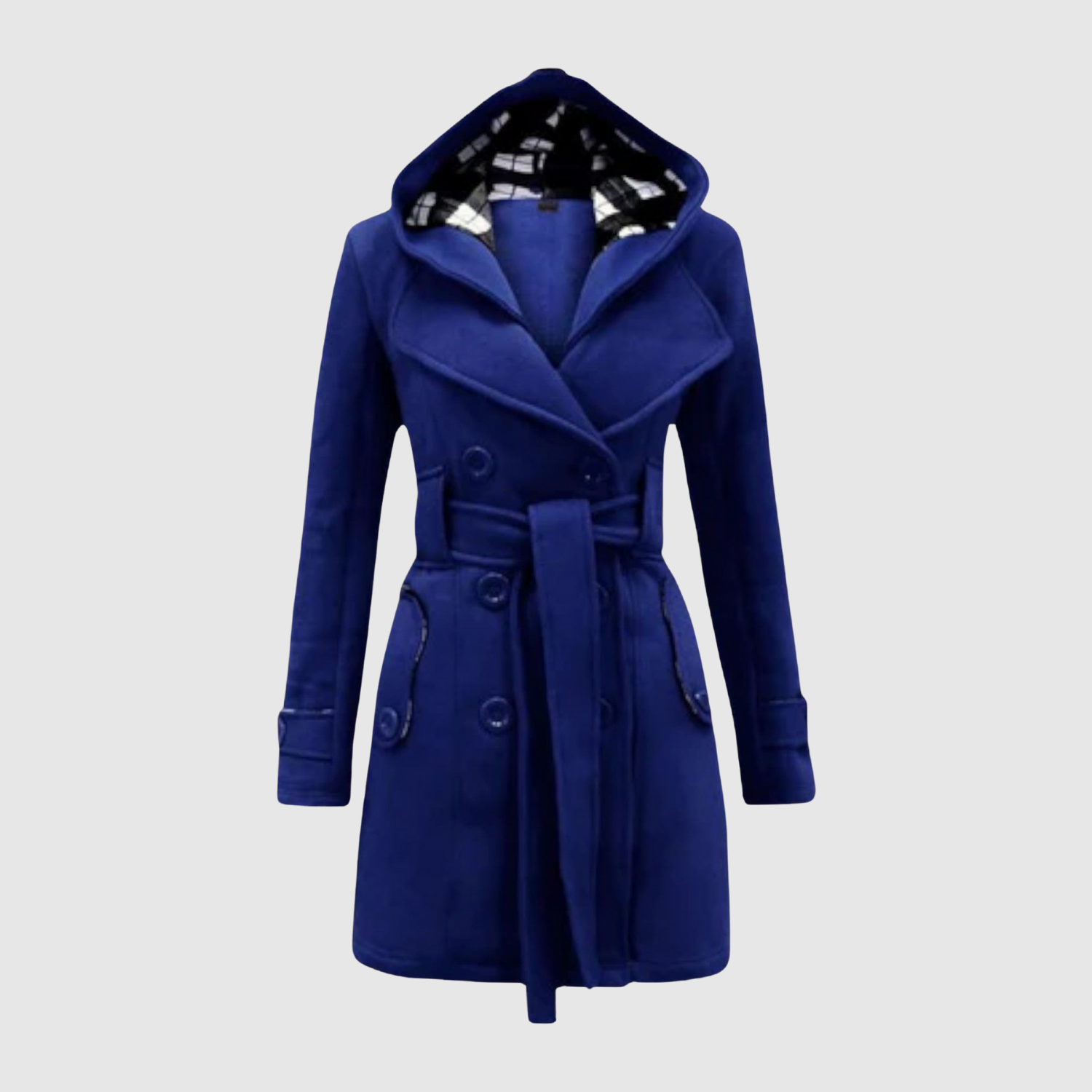 Jelena – Długi płaszcz z paskiem i kapturem