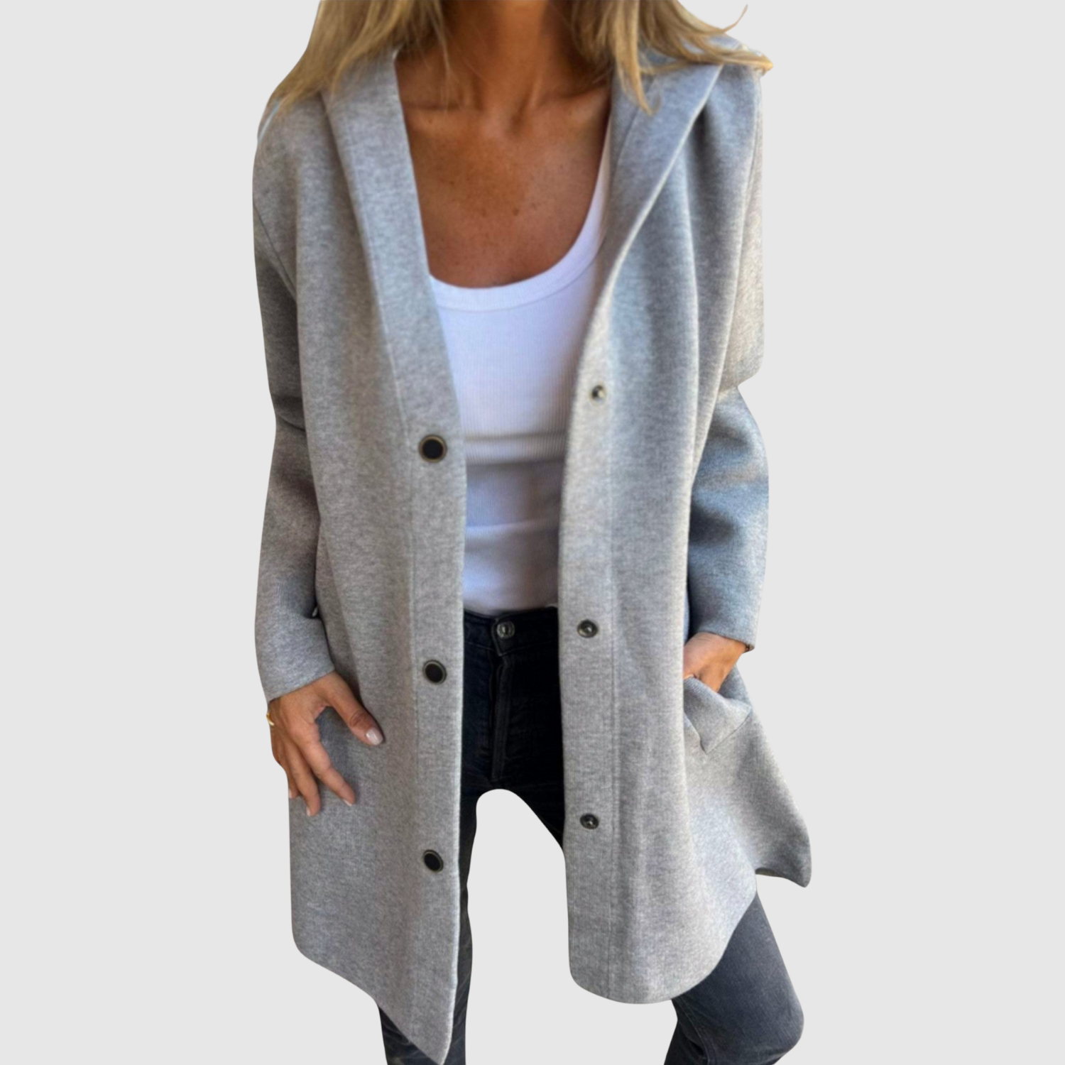 Jelena – Lekka marynarka z plecionym wyglądem i guzikami