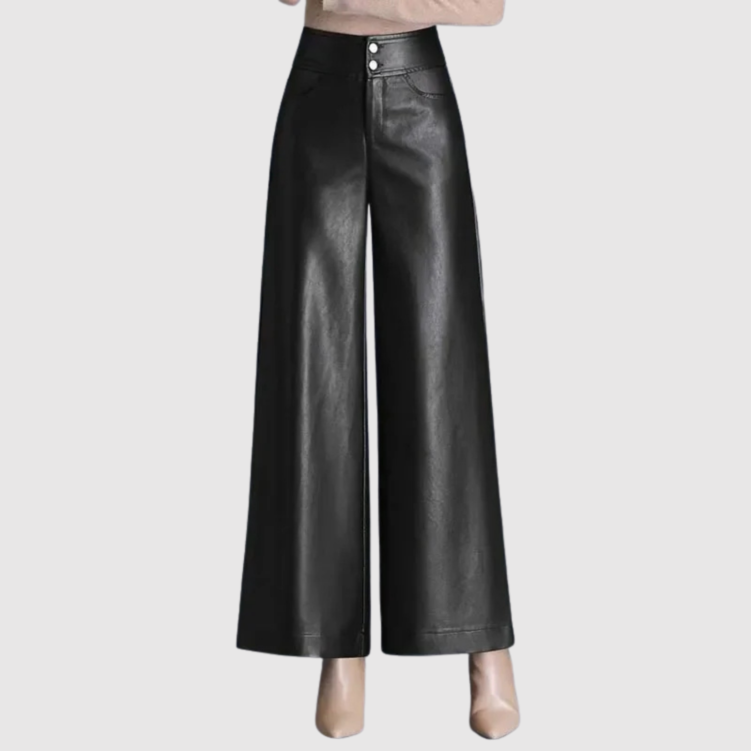 Mira – Spodnie ze skórzanego materiału i szerokim krojem