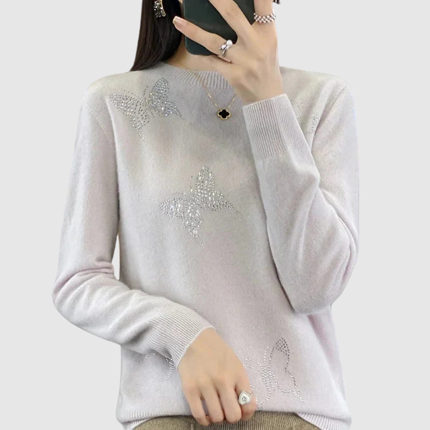 Nora – Sweter pleciony z subtelnym wzorem gwiazdy