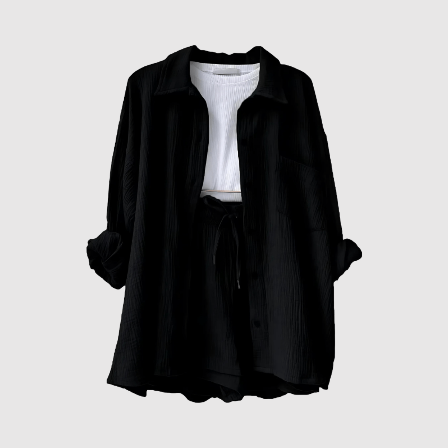 Natálie – Letni i stylowy komplet z koszulą i szortami