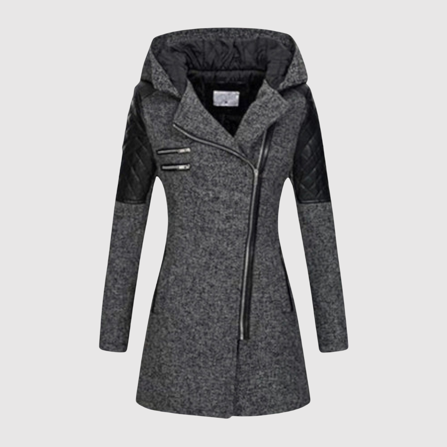 Jelena – Długa kurtka z asymetrycznym zamkiem