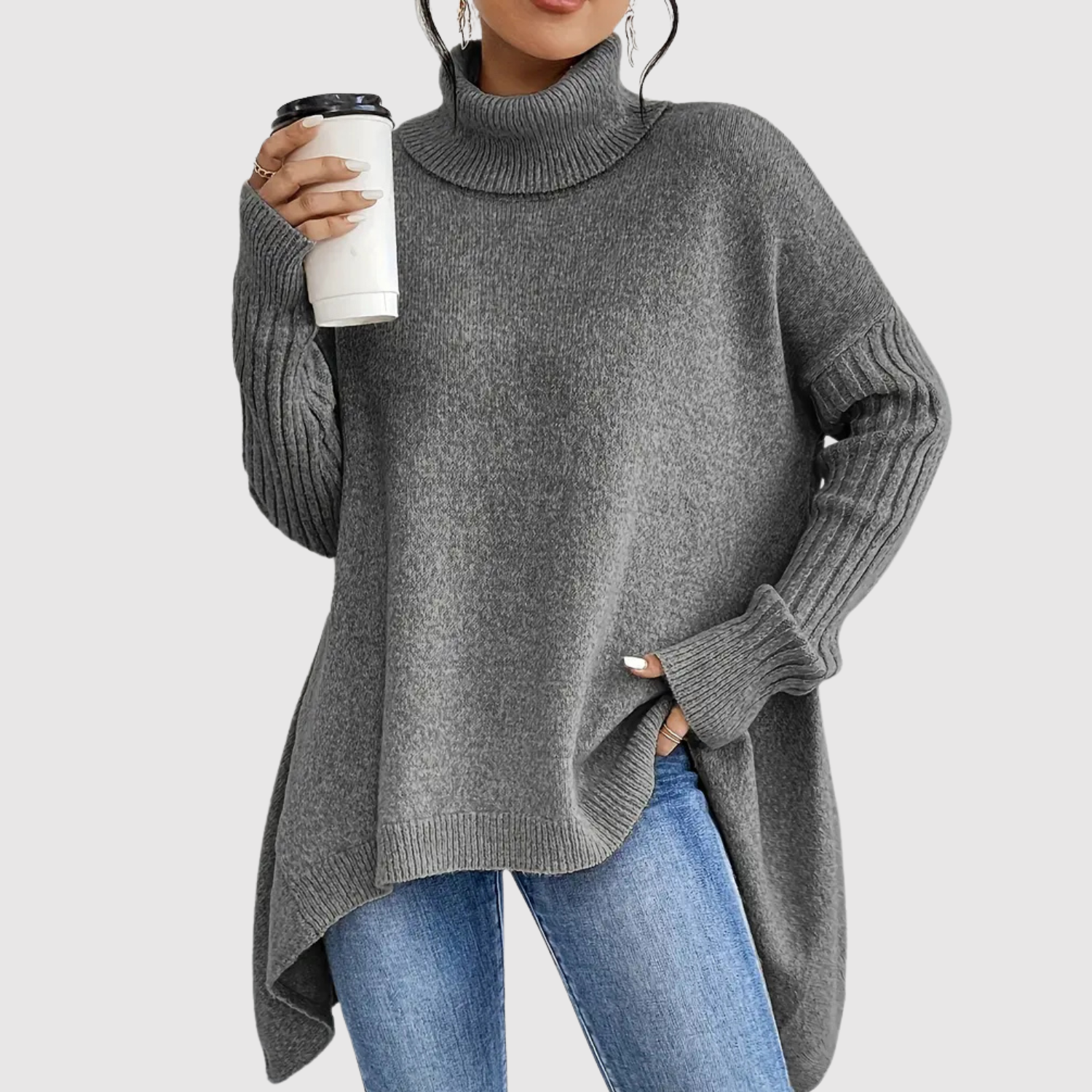 Nora – Długi sweter z golfem