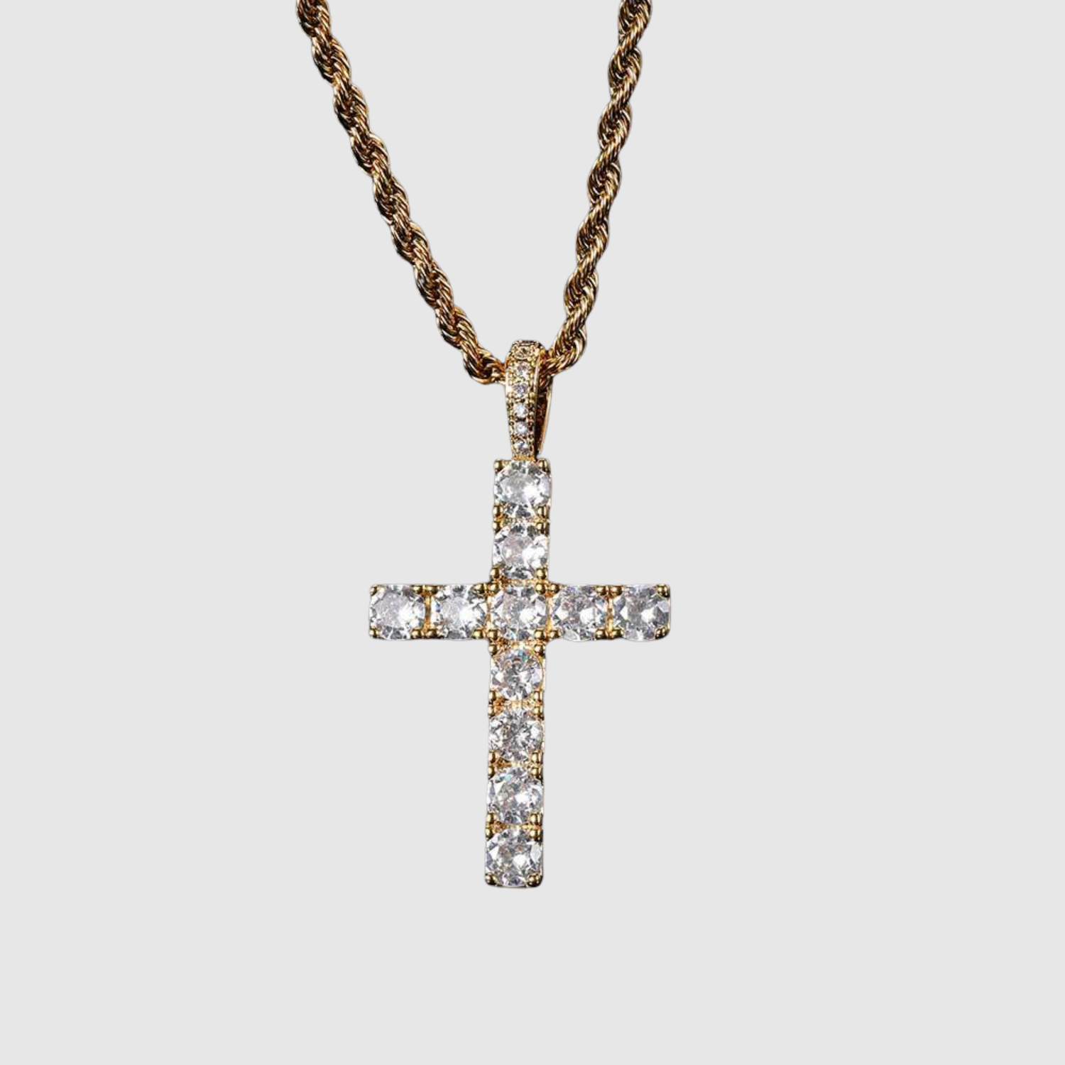 Amélie – Elegancka złota naszyjnik z krzyżem z moissanitu