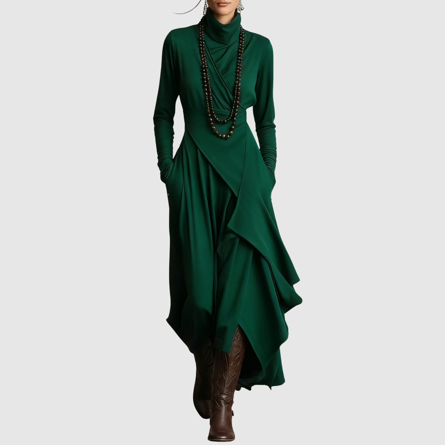 Eliška – Elegancka asymetryczna sukienka maxi o luźnym kroju