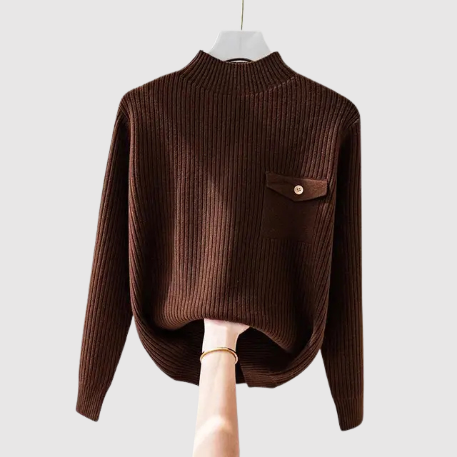 Nora – Sweter z kieszenią na piersi