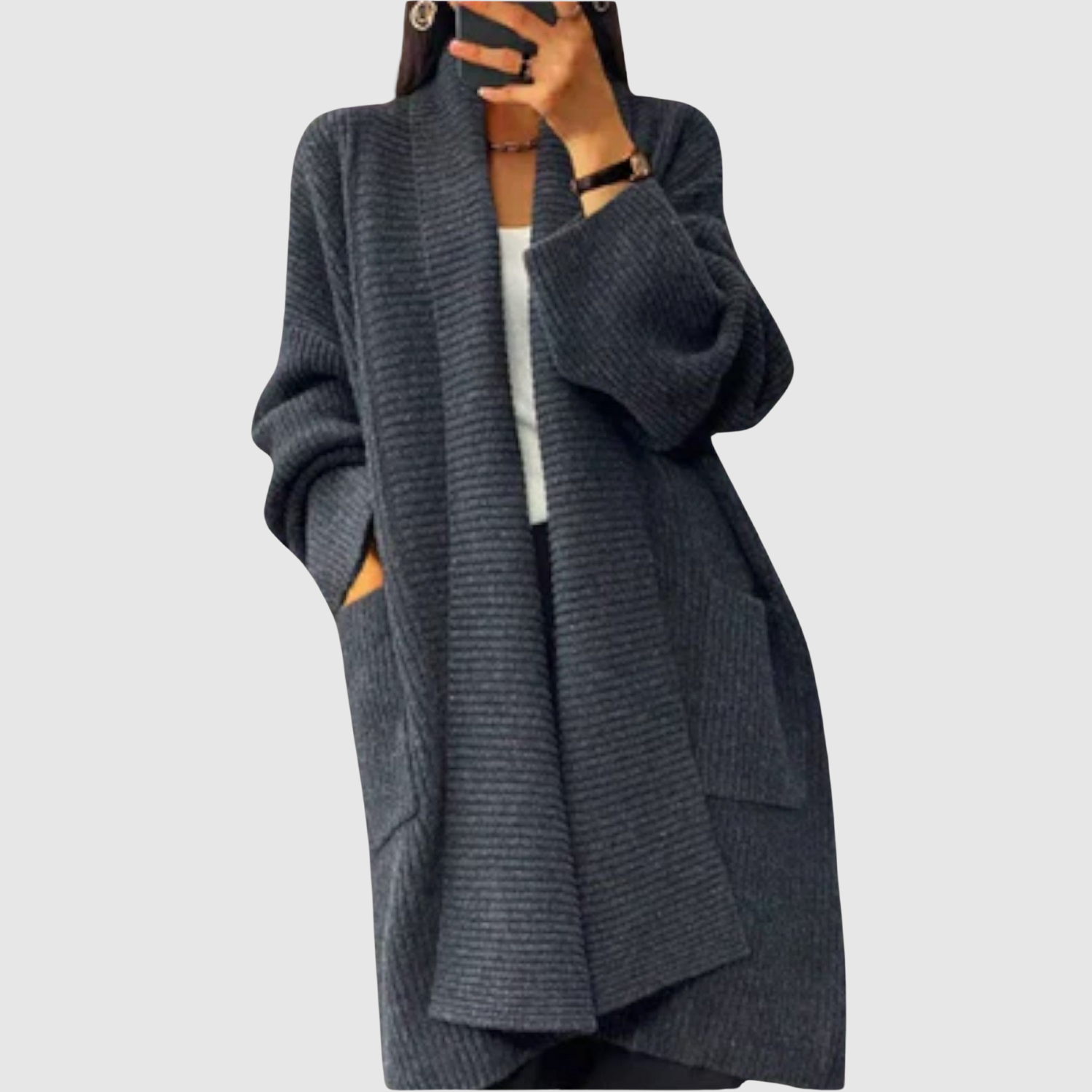 Nora – Długi sweter z ciepłymi rękawami