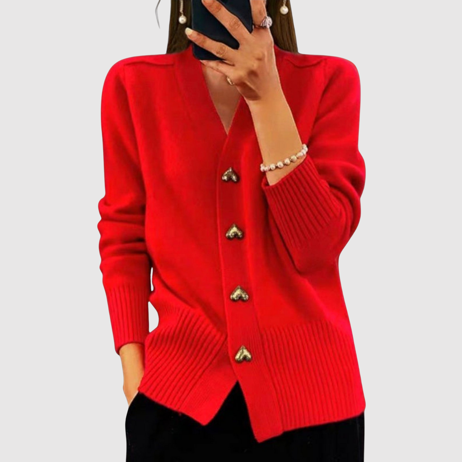 Nora – Kardigan z złotymi guzikami