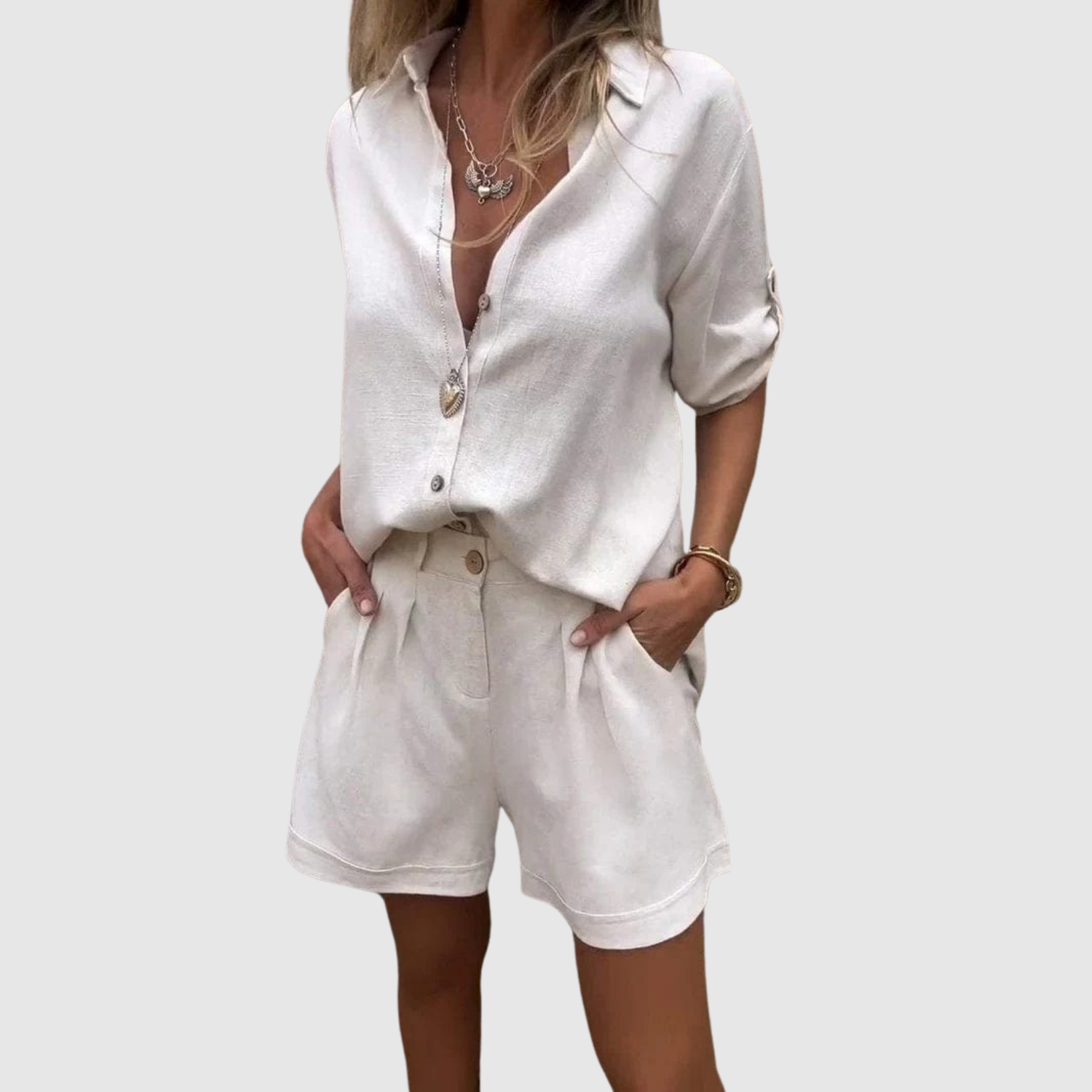 Natálie – Nieformalny komplet z koszulą i szortami