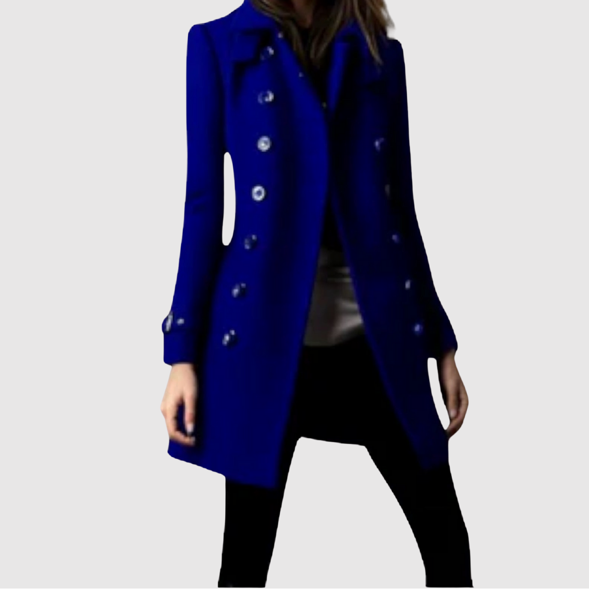 Jelena – Płaszcz inspirowany wojskowym stylem ze złotymi guzikami