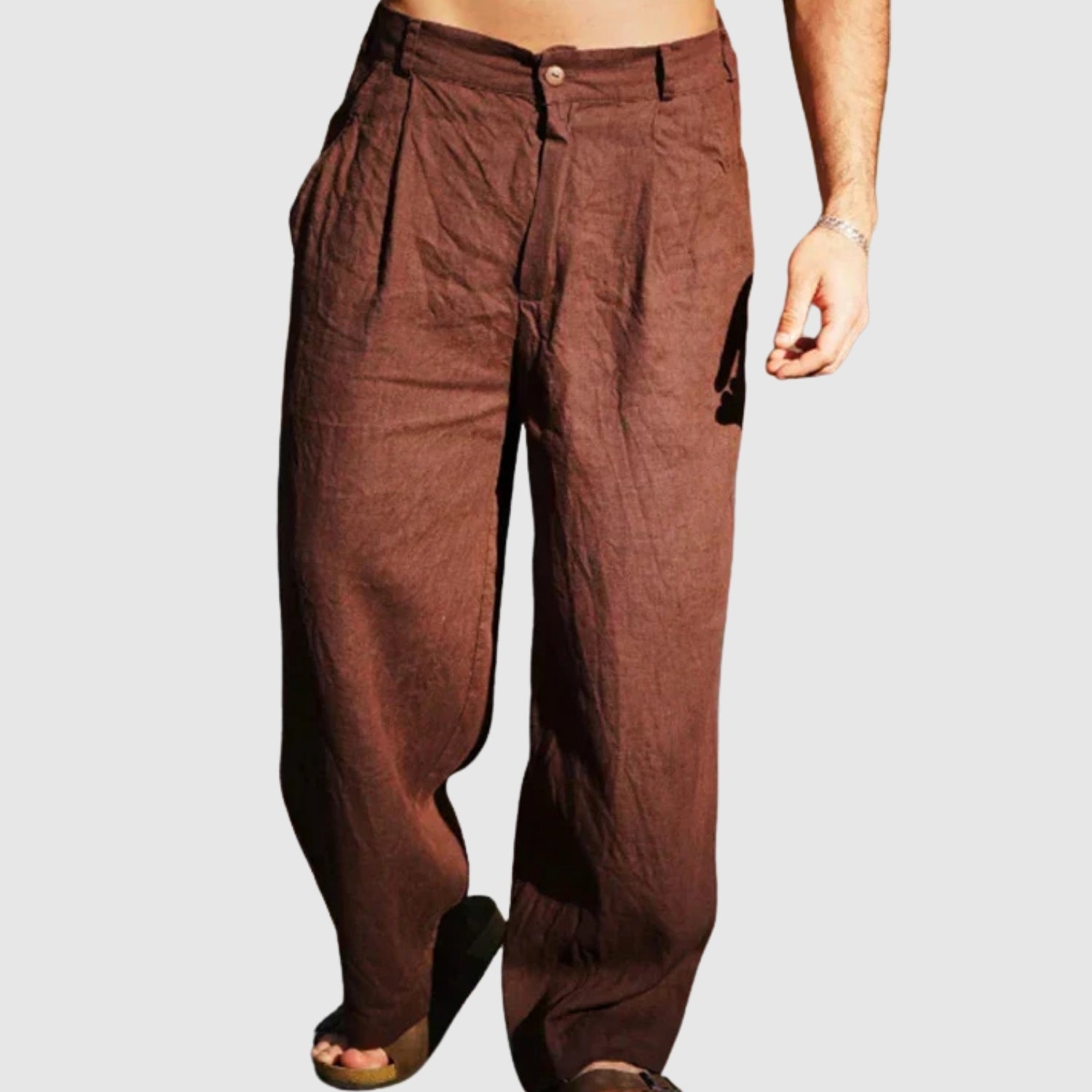 Leo – Letnie lniane spodnie z szerokimi nogawkami