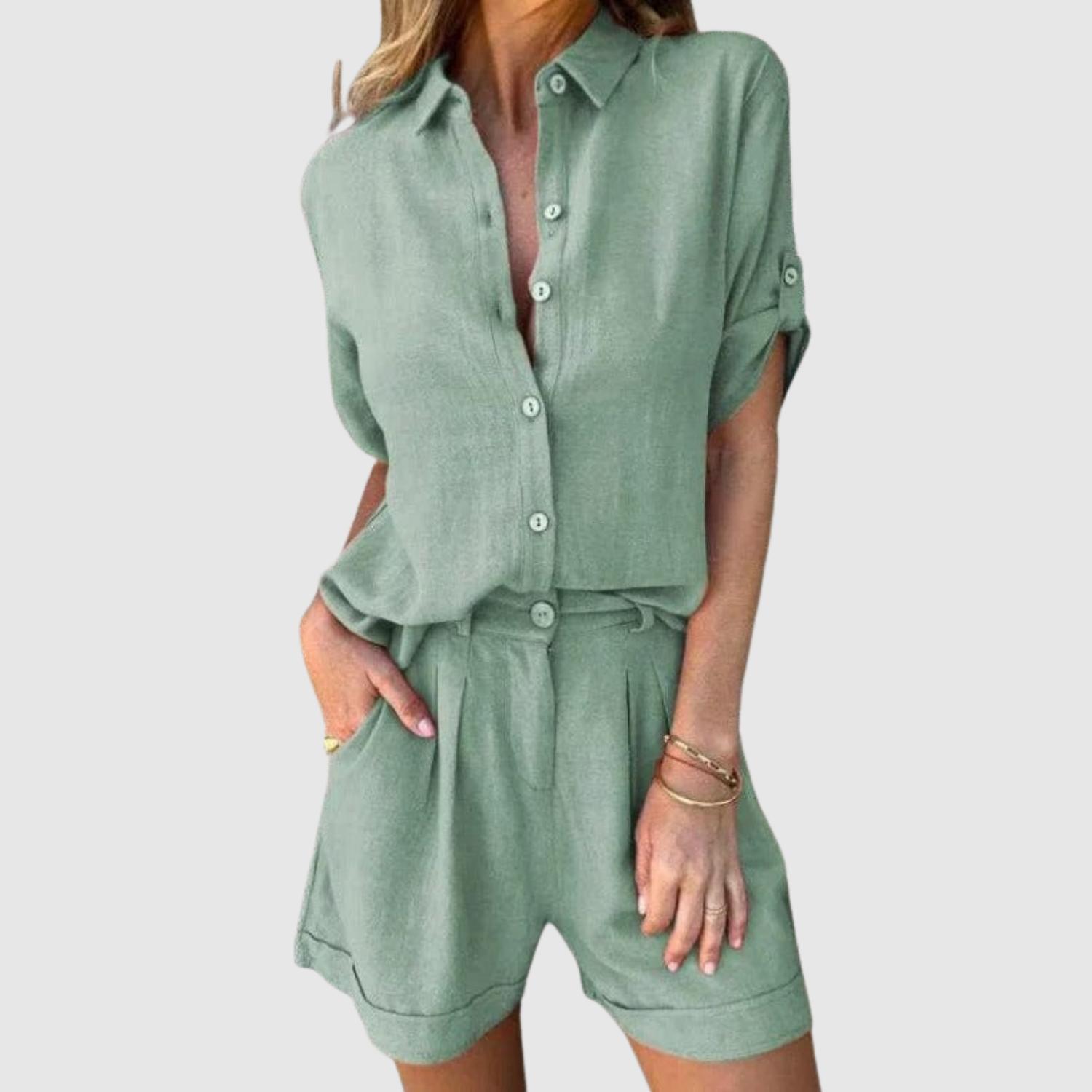 Natálie – Nieformalny komplet z koszulą i szortami