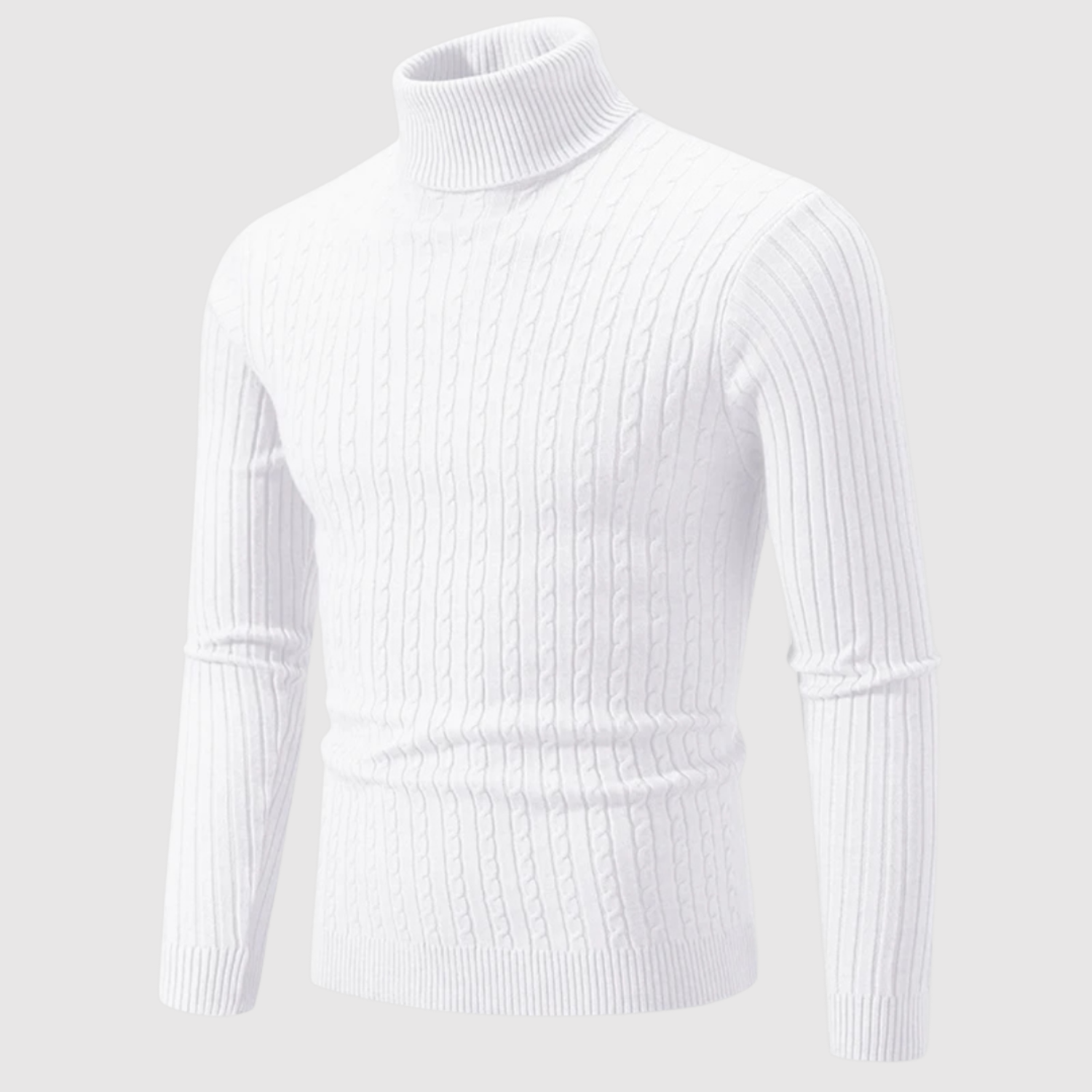 Daniel – Klasyczny sweter z wysokim kołnierzem w rybią teksturę