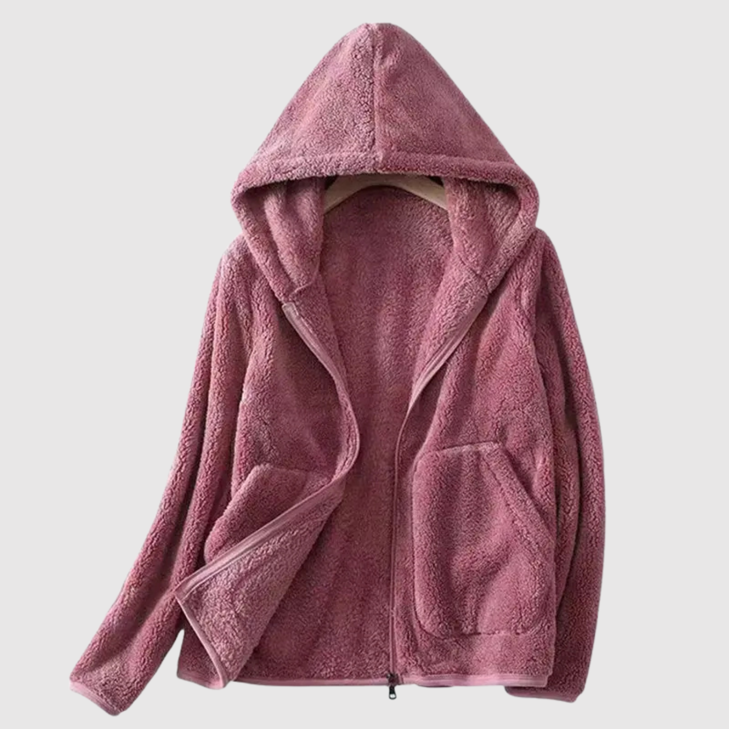 Nina – Fleece kurtka z kapturem i kieszeniami