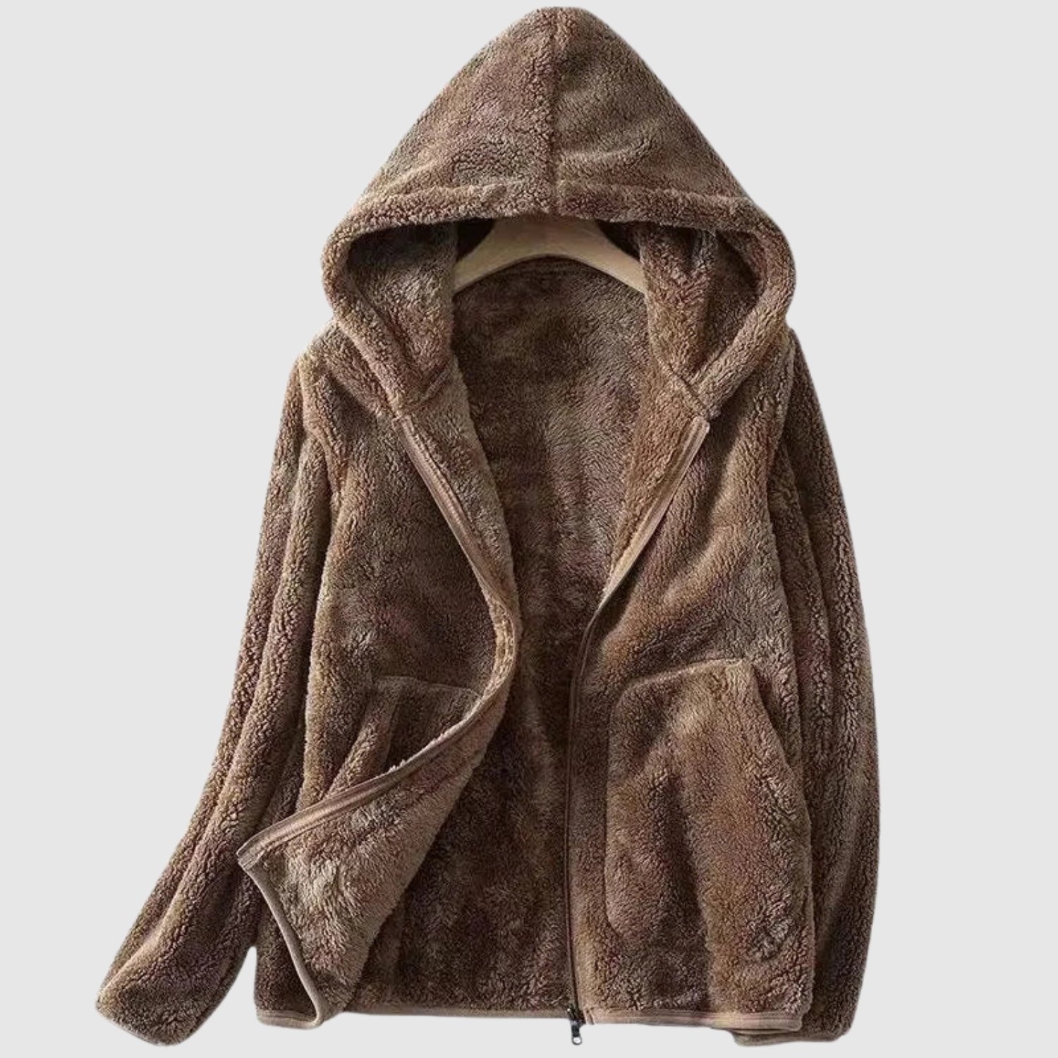 Nina – Fleece kurtka z kapturem i kieszeniami