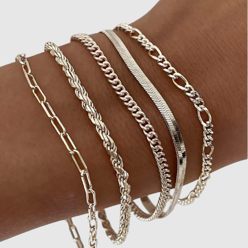 Liana – Zestaw bransoletek łańcuszkowych w złocie i srebrze