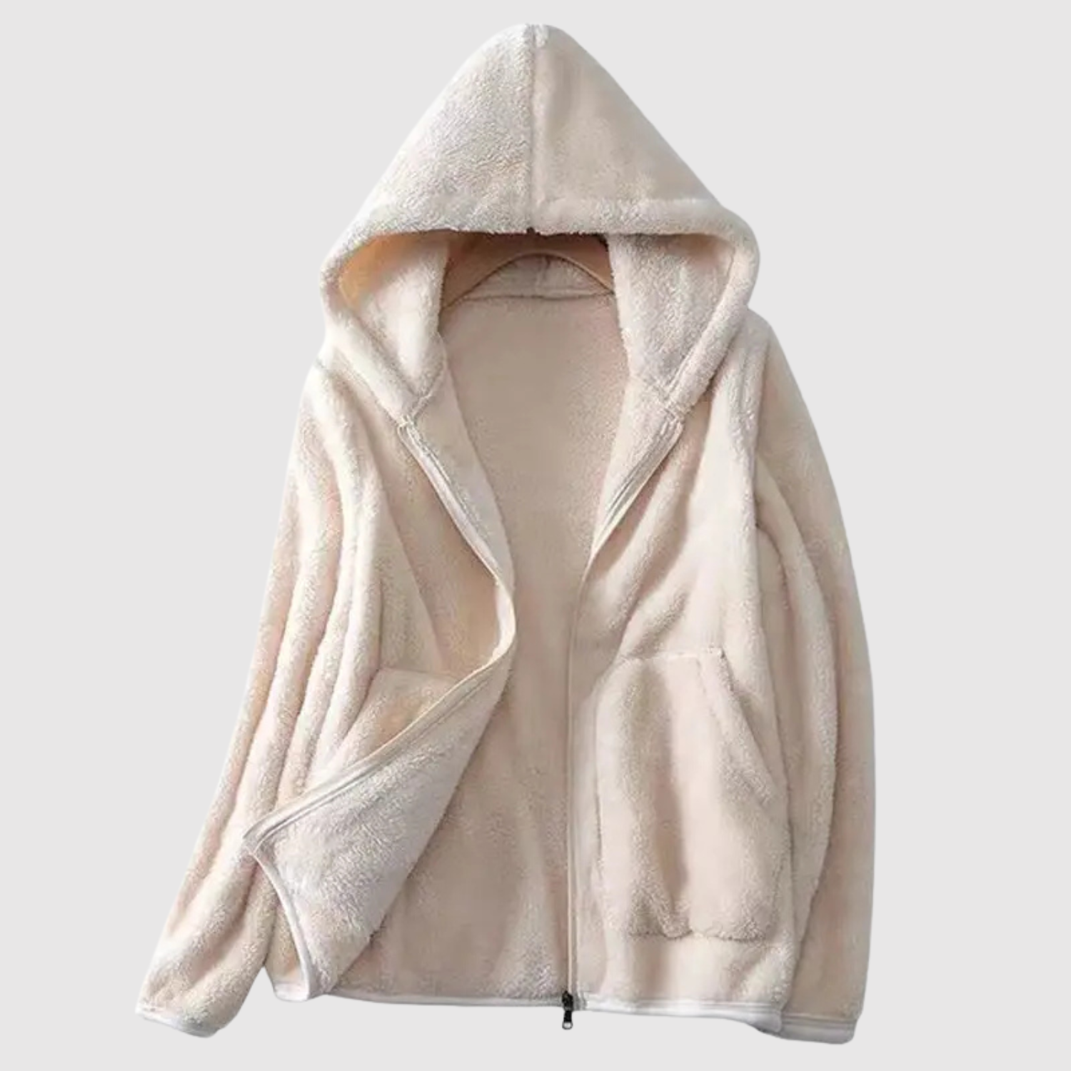 Nina – Fleece kurtka z kapturem i kieszeniami