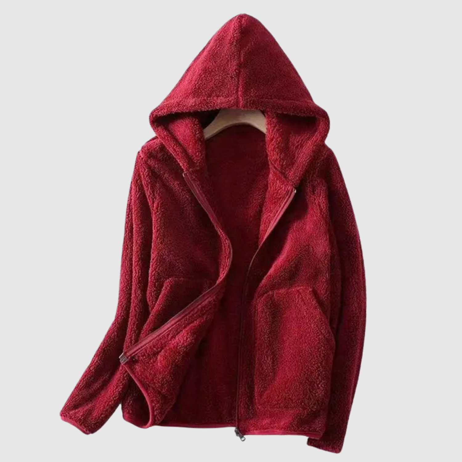 Nina – Fleece kurtka z kapturem i kieszeniami