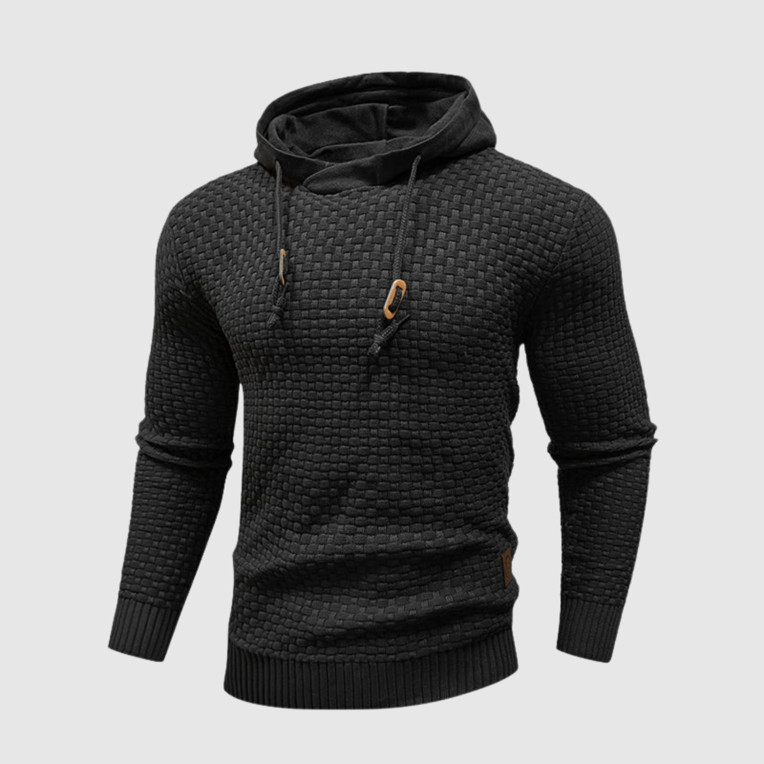 Daniel – Męski sweter z dzianiny z kapturem i sznurkami