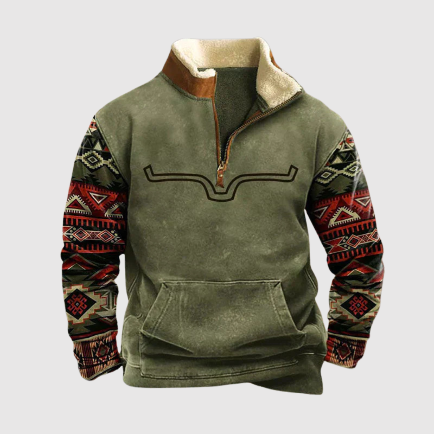 Daniel - Fleece z półzamkiem i kolorowymi rękawami