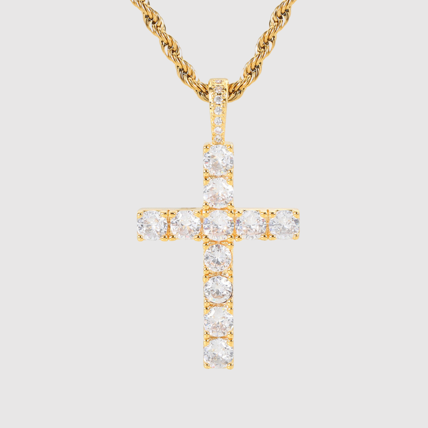 Amélie – Elegancka złota naszyjnik z krzyżem z moissanitu