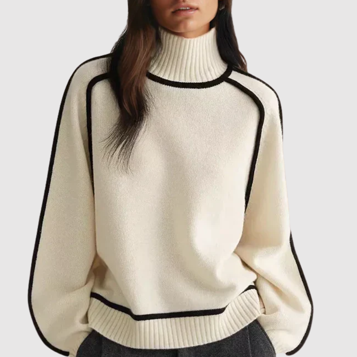 Nora – Elegancki sweter z kontrastowymi paskami