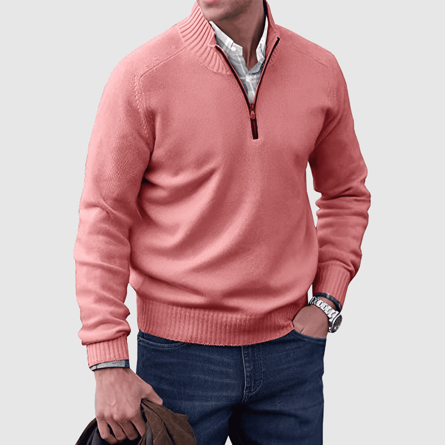 Daniel – Sweter z półzamkiem z miękkiej mieszanki bawełny