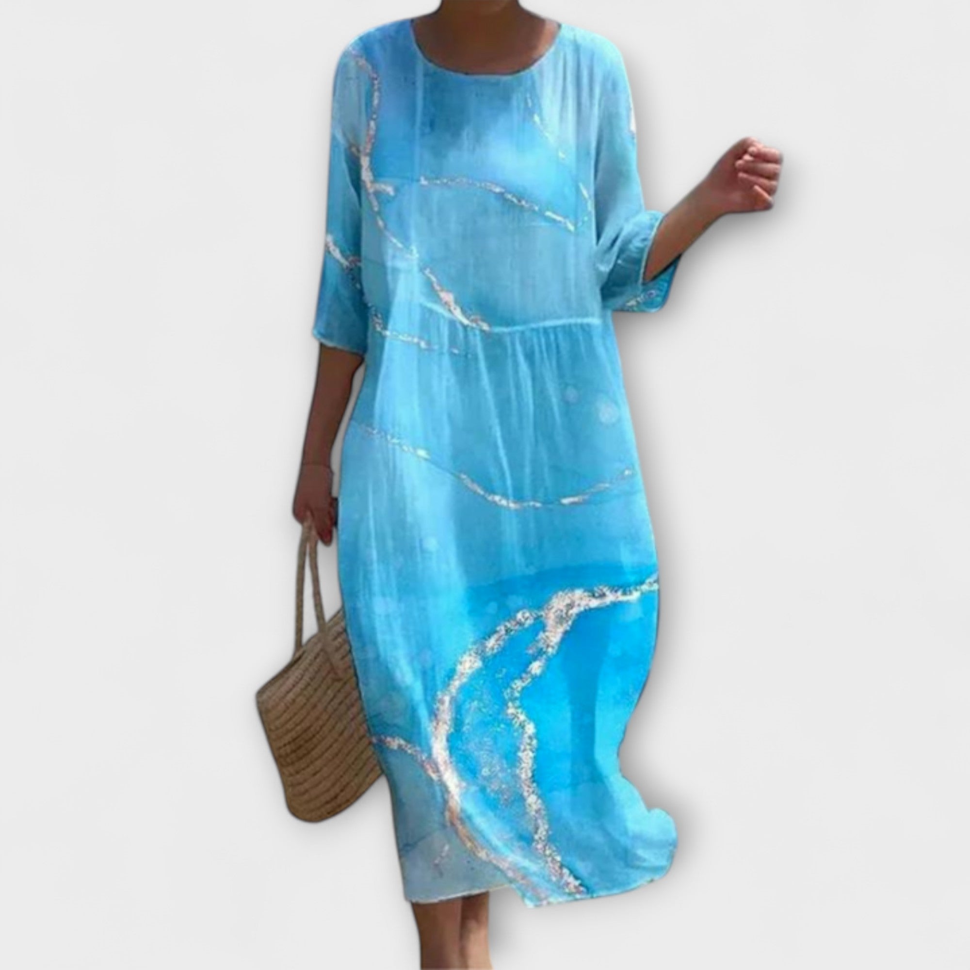 Eliška - Elegancka długa sukienka w kwiatowy wzór