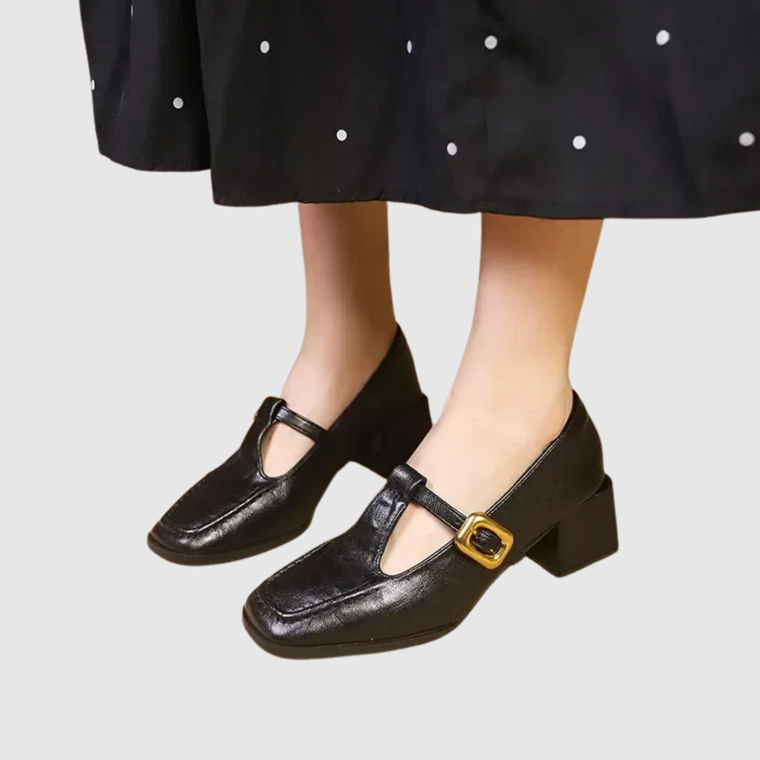 Greta – Retro botki na obcasie z klamrą