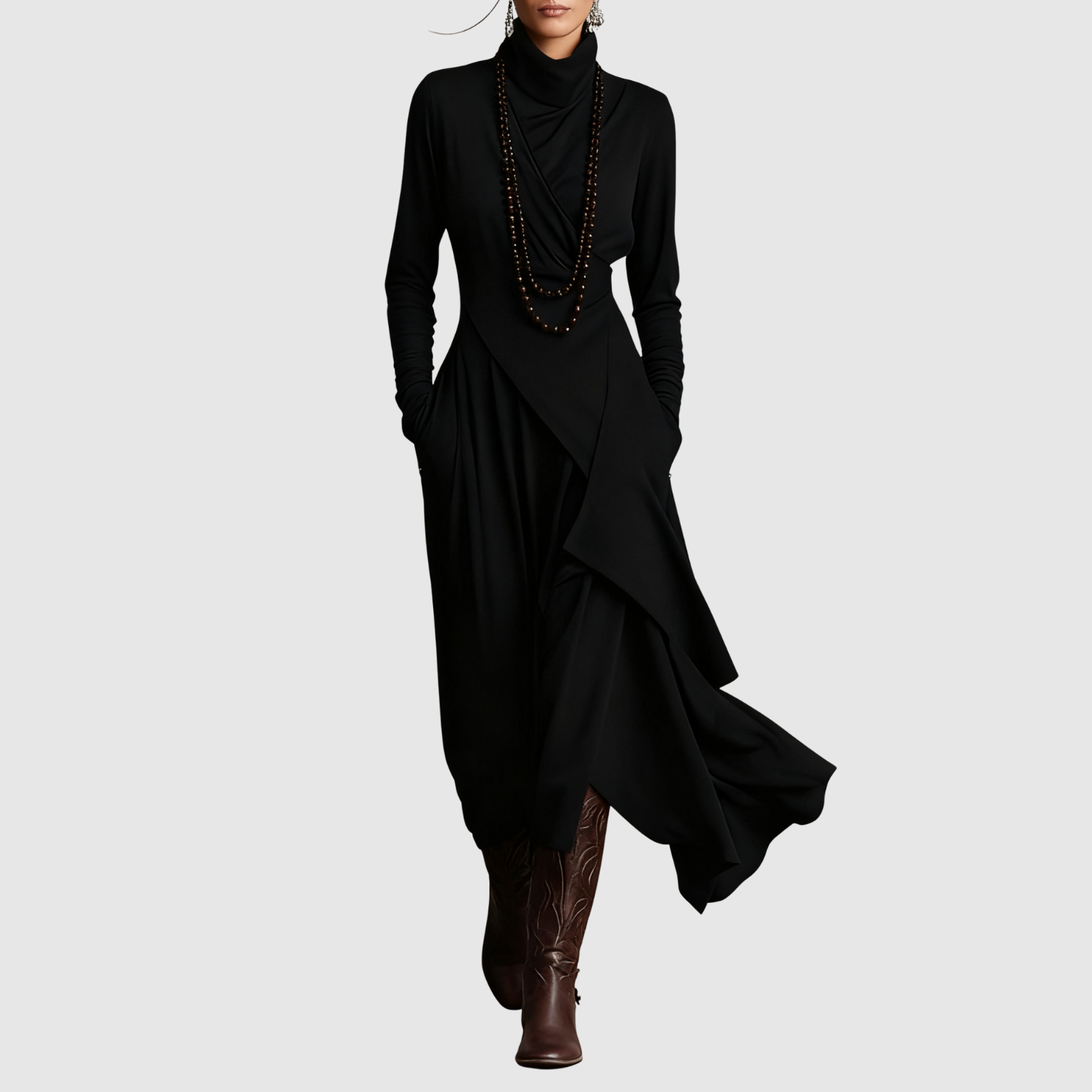 Eliška – Elegancka asymetryczna sukienka maxi o luźnym kroju