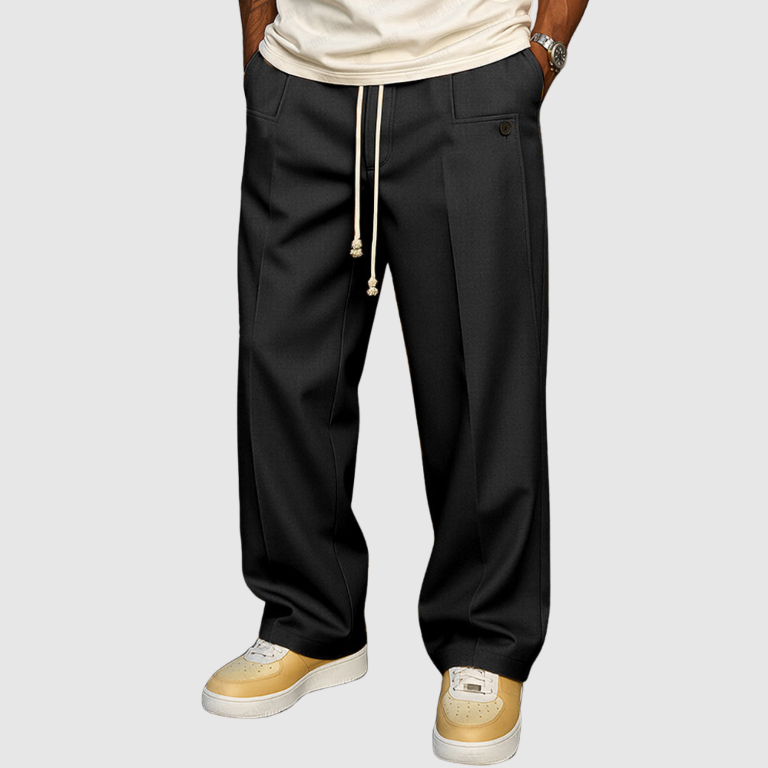 Leo - Codzienne spodnie z sznurkiem w pasie