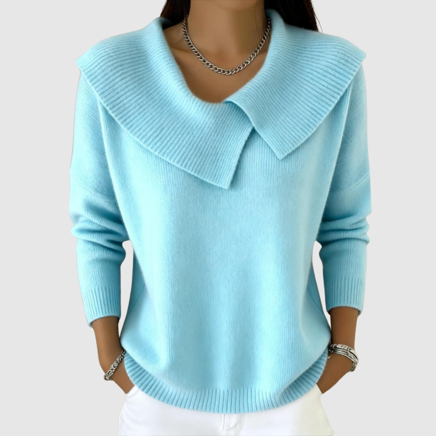 Nora - Elegancki sweter z wyrazistym kołnierzem